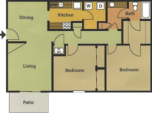 Two Bedroom / One Bath - 1,010 Sq. Ft.*